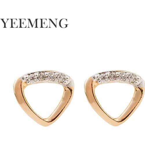 YEEMENG Trendy Geometric Triangle Round Stud Earring for Women Fashion Fine Jewelry Earring