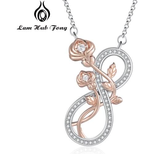 925 Sterling Silver Flower Necklaces Pendant Zircon Womens Neck Chain Choker Necklaces Fashion Wedding Jewelry for Women 2021