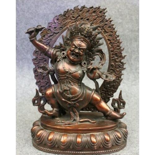 005118 11" Chinese Pure Bronze Buddhiam Temple Vajra Mahakala Buddha Dharmapala Statue