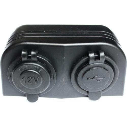 12V Cigarette Lighter Power Socket+ Dual USB Port Charger Adapter Tent Socket Waterproof for Marine Boat Car Truck RV Carvaran