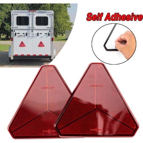 2Pc Triangle Reflector Safety Alert Sign Strip Reflective Red Stickers Universal Camper Lorry Caravan Truck Trailer Bus