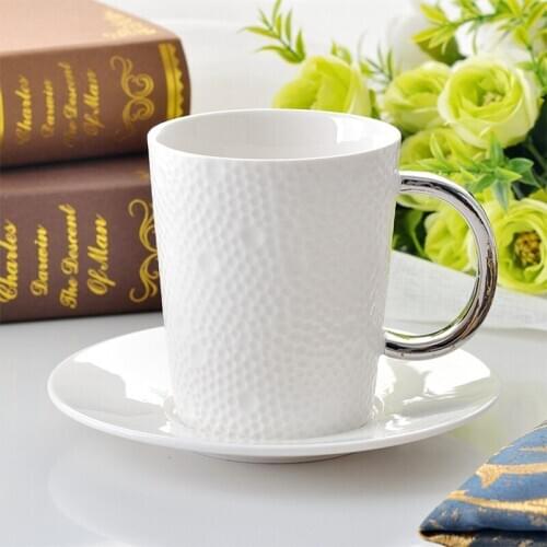 350ML Coffee Cup Dish European and American Court Ceramic Coffee Cup Silver Premium Coffee Cup Dish Porcelain Spoon