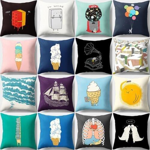 45cm x 45cm Ice Cream Balloon Throw Pillow Case Polyester Peach Skin Pillowcase Sofa Bed Home Office Car Decor Cushion Cover