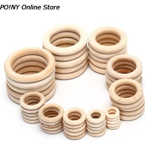 8 Size Fine Quality Natural Wood Teething Beads Wooden Ring Children Kids DIY Wooden Jewelry Making Crafts 5/10/20/50Pcs