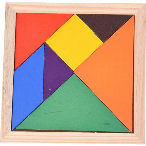 5 pack Educational Wooden Seven Piece Puzzle Jigsaw Tangram Brain Teasers Baby Toy