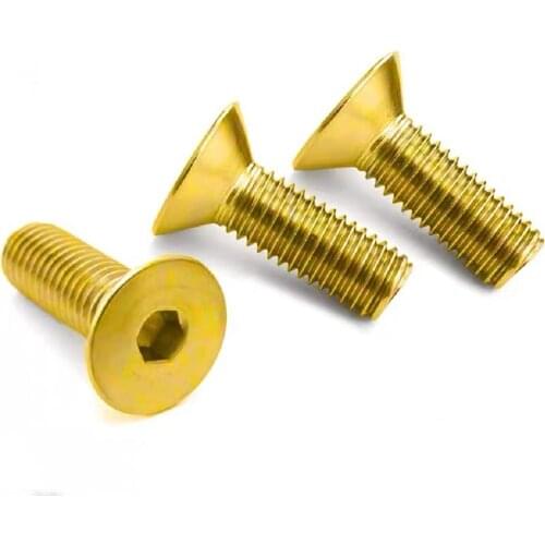 50pcs/lot DIN7991 GB70.3 M3 M4 M5 Brass Hexagon Hex Socket countersunk Head Allen Bolt Screw