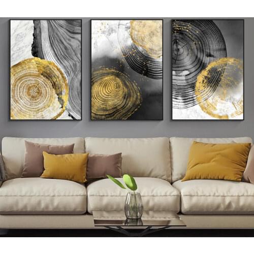 Black Ink Annual Ring Abstract Art Canvas Poster Nordic Wall Painting Print Minimalist Decoration Picture Living Room Home Decor
