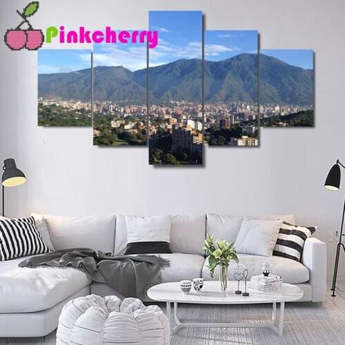 5D Diy Diamond Embroidery,Avila Caracas Mountain Full Square Round Diamond Painting Cross Stitch,Rhinestone Mosaic 5 Piece k1241