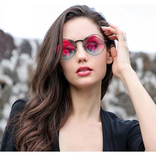 AOZE 2020 fashion retro Personality round sunglasses womanwear steampunk vintage Gradient sunglasses UV Women ins Popular