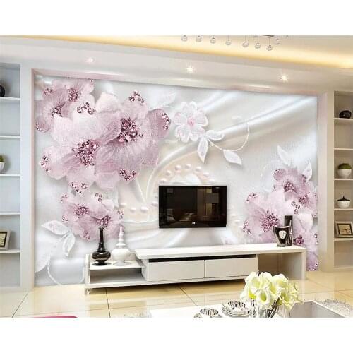 Beibehang Custom wallpaper luxury diamond flower 3d jewelry TV background wall living room bedroom decorative mural 3d wallpaper