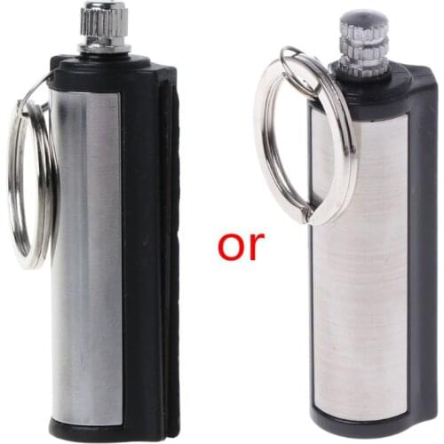 Fashion Permanent Striker Lighter Match Silver Metal Key Chain