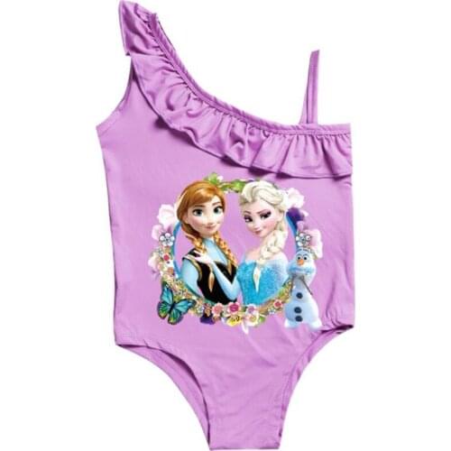 Disney Disney female baby inclined shoulder one-piece cartoon children summer beach chair swimsuit swimming suits