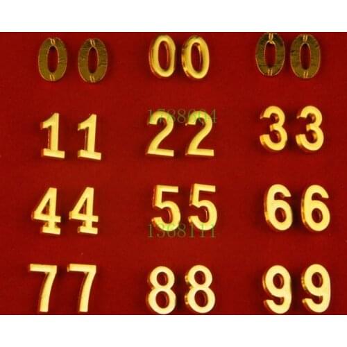 PAIR OF WWII WW2 GERMAN MILITARY UNIFORM NUMBER METAL EPAULET COLLAR BADGE INSIGNIA GOLD