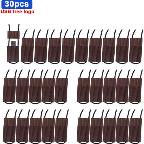 30pcs usb flash pen drive usb2.0 wooden usb box 4gb8gb16gb32gb 64gb 128gb free custom logo data storage photography wedding gift
