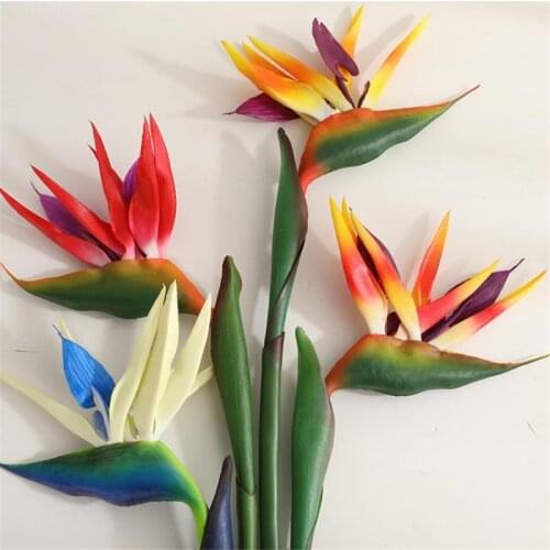 7Pcs Fake Single Stem Strelitzia Reginae Aiton Simulation PVC Skybird Plant for Wedding Home Decorative Artificial Flowers