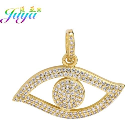 Juya Handmade Luxury AAA Zirconia Lucky Greek Evil Eye Charms Accessories For DIY Needlework Turkish Eye Pendant Jewelry Making