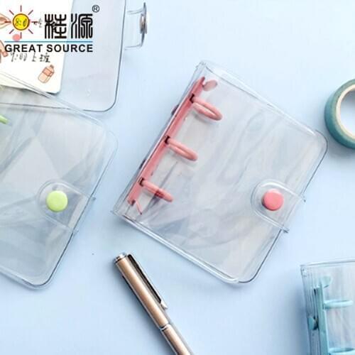 Kawaii Transparent Ring Binder Folder Mini Journal Binder 3 Rings Pvc Clear Folder Small Size Diary Cover Journal Binder(24PCS)