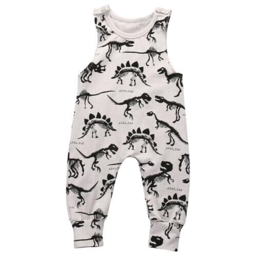 Newborn Baby Boy Girls Dinosaur Sleeveless Romper Jumpsuit Outfits Set Playsuit Size 0-24M