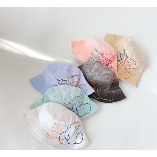 2021 spring and summer new cartoon little squirrel children fisherman hat big brim baby sun hat baby sun hat