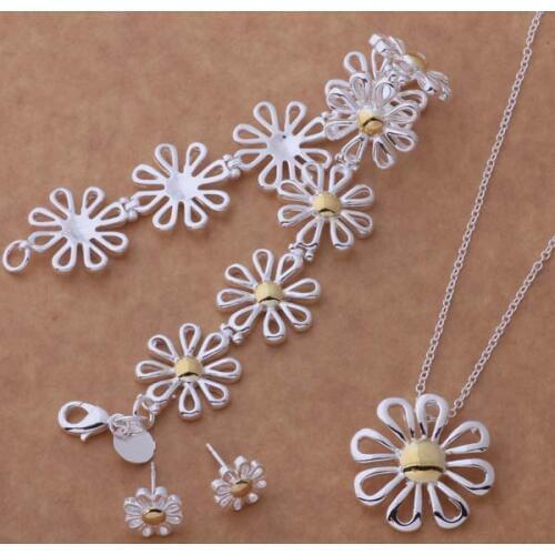 AS124 Hot sterling Jewelry Sets Bracelet 110 + Necklace 302 + Earring 219 /afcaiwja alpajcwa silver color