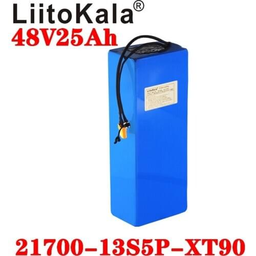 LiitoKala 48V 25ah 21700 5000mAh 13S5P Lithium Battery Pack 48V 25AH 1000W electric bicycle battery Built in 20A BMS T XT90 plug