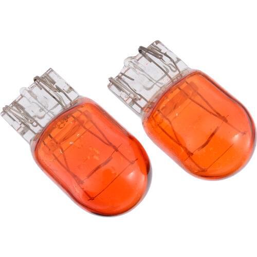 Mayitr 2pcs T20 7443 W21/5W Amber Glass Car Dual Filament Signal Lamp 12V 3155 3157 3357 Auto Light Bulb