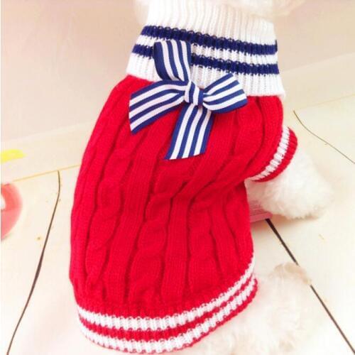 Lovely pet dog sweater pet clothes with Bowknot pet sweater puppy clothes winter warm sweater red blue Assorted sizes supply