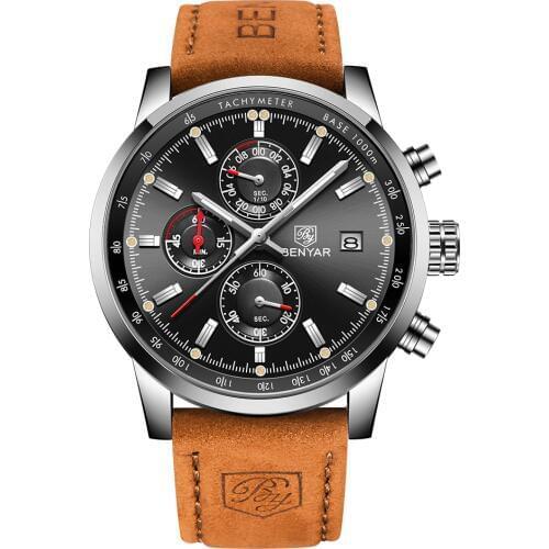 Mens Watches BENYAR Luxury Top Brand Quartz Watch Men Waterproof Chronograph Wristwatch Military Sports Clock Relogio Masculino