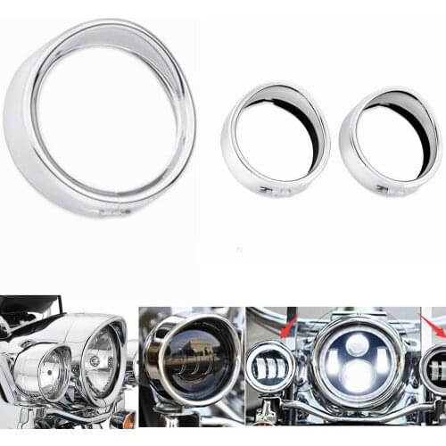7inch black/Chrome Headlight Headlamp Trim Ring 4.5 inch Fog Light Trim Ring For Touring Road King Electra Glide