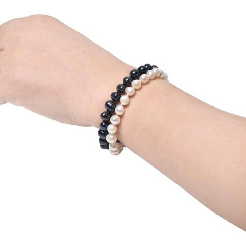 Hot-selling 7-8mm Freshwater Natural pearl Bracelet Black and white Colors making jewelry bracelets