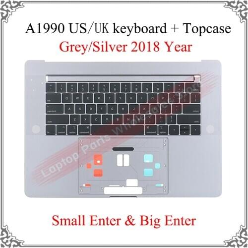 New Original A1990 Topcase with US Keyboard 2018 For Macbook Retina Pro 15.4 Inch A1990 UK Keyboard English Palmrest Silver Grey
