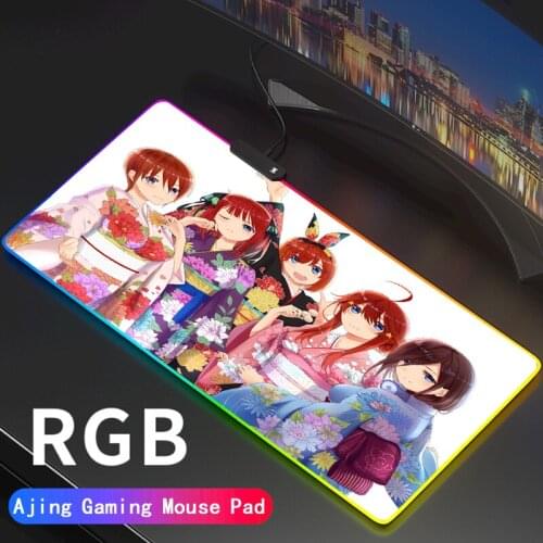 The Quintessential Quintuplets RGB Mousepad XL Gamer Mat Mouse Pad for Cs Go Hyper Beast PC Computer Led Backlight XXL Desk Mat