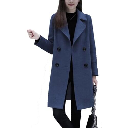 Autumn long Woolen Coat Female Korean New Mid-length Plus size 4XL Was thin Winter Loose Woolen Coats Womens Overcoat