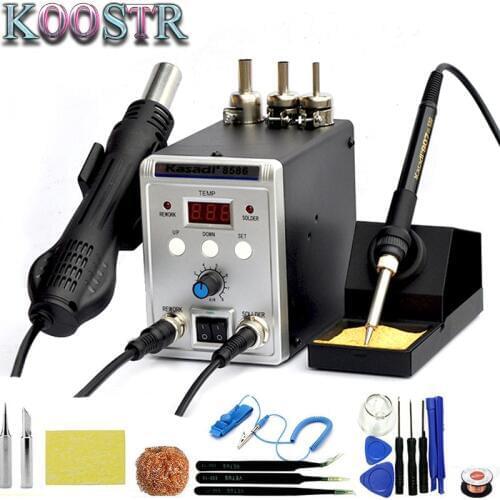 8586 700W 110V/220V 700W 2-in-1 SMD Rework Soldering Station, Welding Soldering Iron Set PCB BGA Repair Desoldering Tool