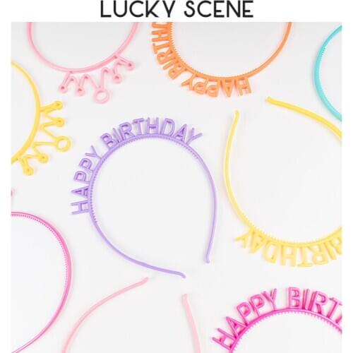 Plastic Headbands Girls Hairbands Happy Birthday Headbands Party Favor Hair Ornaments, Multicolor S01011