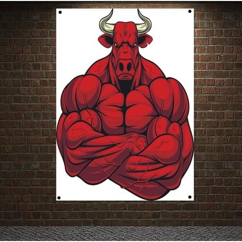 Strong Abdominal Poster Wall Art Workout Bodybuilding Banner Gym Wall Decor Man Muscular Body Tapestry Flag Canvas Painting Gift
