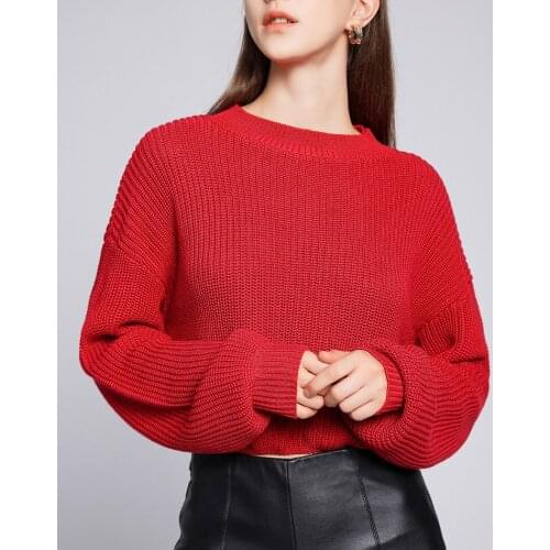 High Quality Women Solid color Crew Neck Slim Long Sleeve Soft Knitted Pullover Keep warm Cotton Elegant Fashion Sexy Sweater