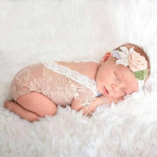 Newborn Baby Photography Props Lace Baby Outfit Baby Photography Girl Romper Jumpsuit Photo Costume