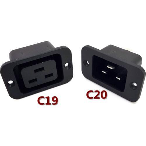 IEC Inlet AC 250V 16A IEC 320 C19 C20 Panel Mount Plug Connector Socket
