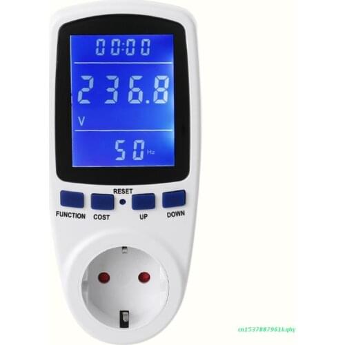 Electricity Usage Monitor Plug Power Watt Voltage Energy Cost Meter with Digital LCD Overload Protection Energy Saving 583B