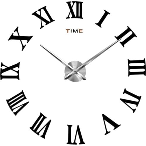 Modern Wall Clock 3D Acrylic Sticker Kit Office Decor Roman Numerals