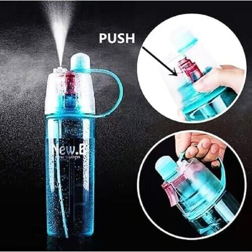 Dropshipping Sports water bottle Outdoor creative mist spray with leak proof portable drinking cup Plastic bottle