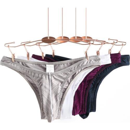 4pcs/lot Men thong long nose G-Strings fun sexy T pants cotton pantie gay panties interest mens u convex underwear nylon thong
