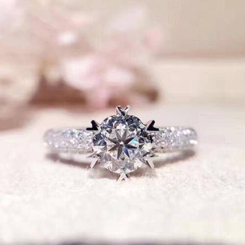 WYJZY Six-claw inlay CZ AAA zircon crown molding ring ladies wedding engagement ring classic pop jewelry