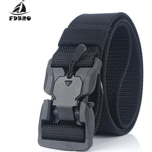 FDBRO Tactical Belt Magnetic Buckle Adjustable Nylon Military Belt for Man Outdoor Hunting Training Accessories Utility Belt