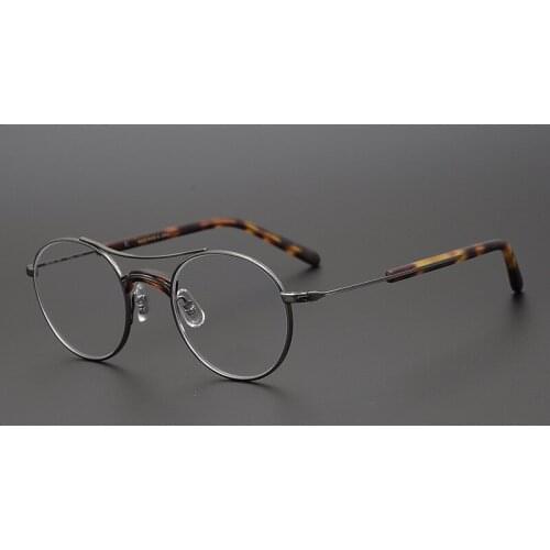New Japanese Brand John Lennon Handmade Small Round Frame Titanium Retro Prescription Glasses Ultralight Double Beam Eyeglasses