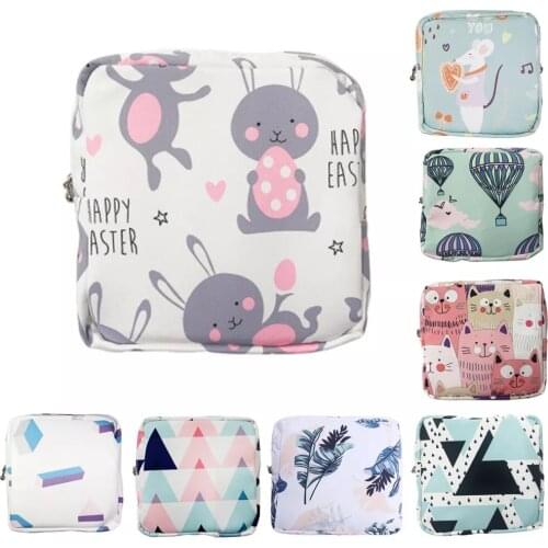 Waterproof Napkin Storage Bag Portable Zipper Women Girl Flamingos Sanitary Pad Organizer Coin Purse Cosmetics Holder