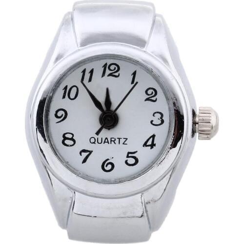 YCYS-Unisex Quartz Alloy Round White Dial Arabic Numerals Ring Watch Silver