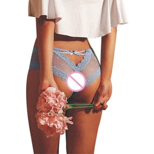 Womens Sexy Cage Back Panties High Waist Hollow Out Mesh Perspective Wave Shape Bow Underwear