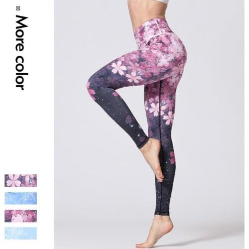 Cloud Hide Yoga Pants Women Flower High Waist Sports Leggings Girl Tights Push Up Trainer Running Trousers Workout Tummy Control